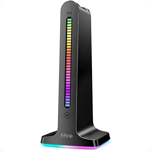 FIFINE Ampligame S3 RGB Headphone Stand,with Power Strip